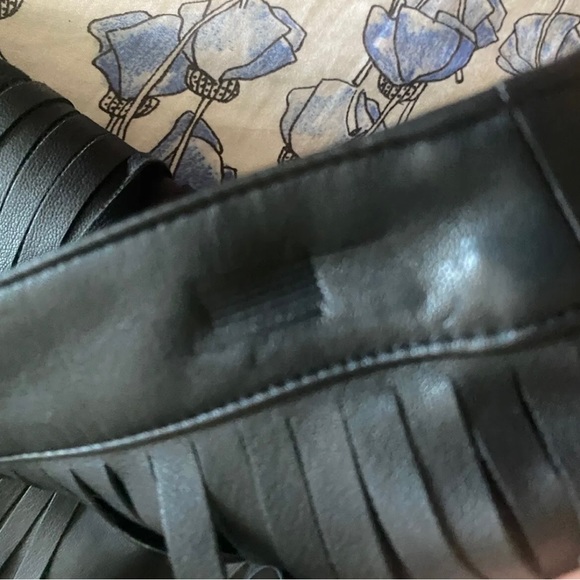 N:Philanthropy Women Black Faux Leather Fringe Skirt M new with tags - Picture 5 of 6